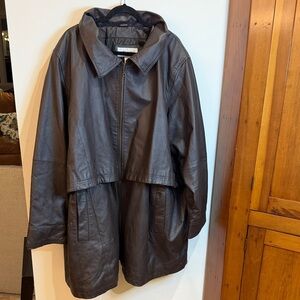 Vintage Veranesi Brown Parka Coat with Detachable Faux Fur Hood, 34W (plus size)